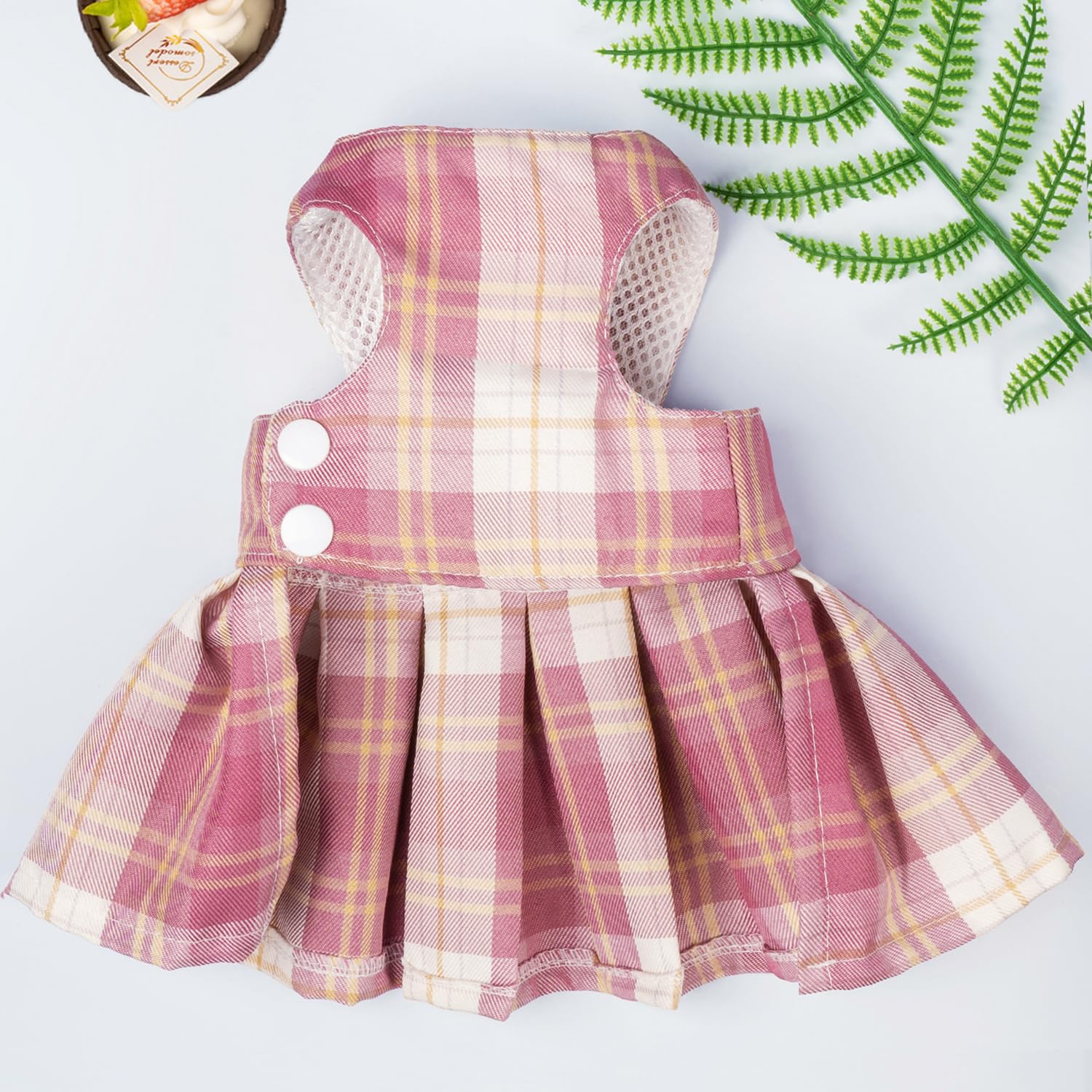 Tikwek Hundekleidung Für Kleine Hunde Und Mädchen, Kariertes Hundekleid, Fliege, Geschirr-Set, Welpen, Niedliche Schleife, Haustier-Outfits Mit