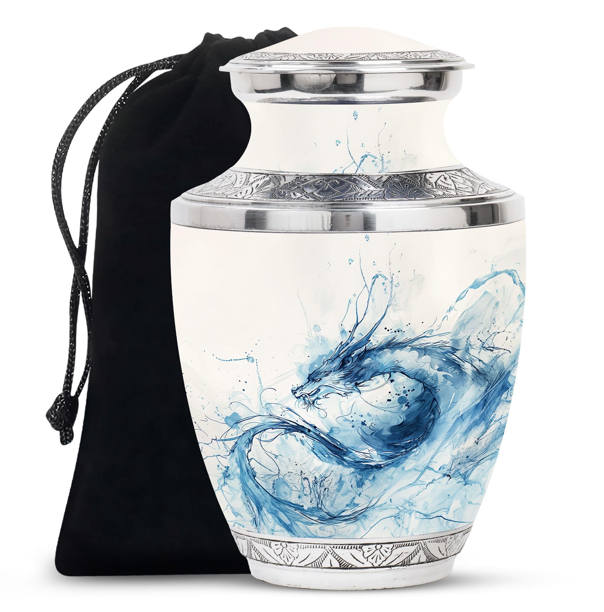 YATHABHISA Dragon Urn, Cremation Urn for Adult Men & Women - Funeral Decorative Urns - Urn for Ashes for Male & Female - Large with Velvet Bag - Memorial for Human Remains Mom & Dad