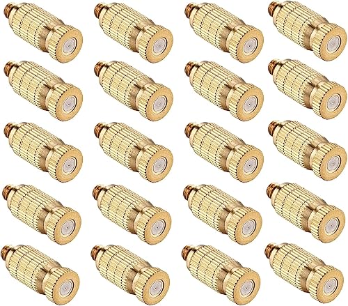 20 boquillas atomizadoras de alta presión de latón para sistema de refrigeración al aire libre, paisajismo, riego de invernadero, humidificación de