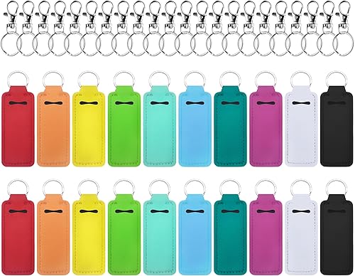 Duufin 20 piezas Chapstick llavero titular de bálsamo labial soporte para lápiz labial con 20 cordones de clip de metal para bolso mochila