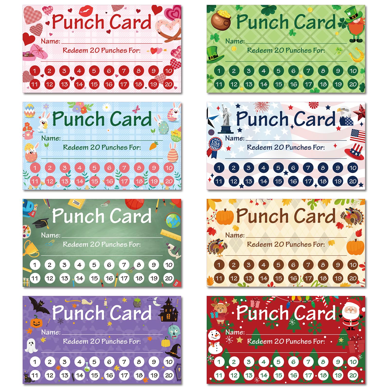 Snapklik.com : Fumete 400 Pcs Punch Cards For Classroom Reward Cards ...