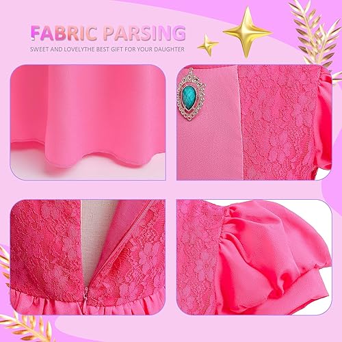 Miniatura 6 de RELARLiYA Vestido de princesa melocotón para niñas, disfraz de princesa rosa melocotón para niños, cosplay, Halloween, fiesta de cumpleaños, traje