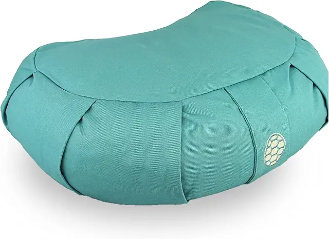 Zafu Yoga Media Luna - Cojín Meditación Natural 15cm - TORTUGA