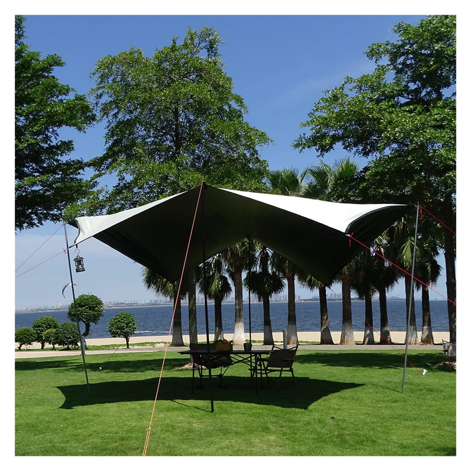 Telo per Tenda da Campeggio 5x4,5m Grande Telo Impermeabile Rivestimento Nero Esagonale Tenda da Campeggio Ombra Esterna Telo Tenda Riparo Parasole Telo