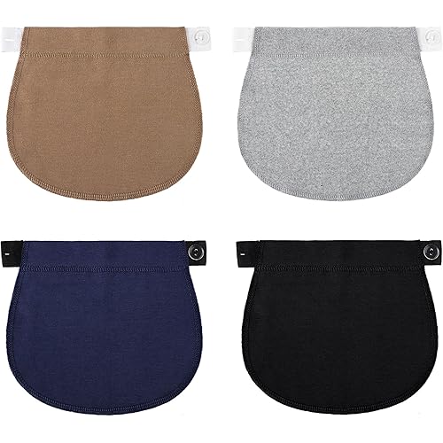 Adjustable Maternity Pants Extender Elastic Pant Button Extenders Waistband Extender for Pregnancy Women (Black+Navy Blue+Gray+Khaki+White)