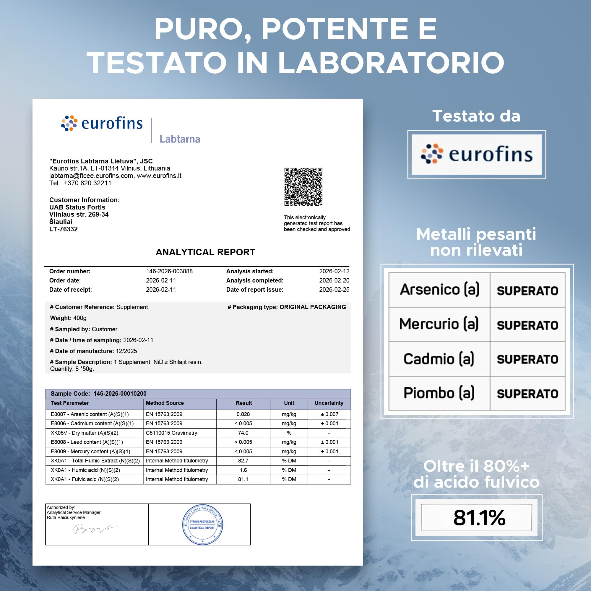 100% Shilajit Himalayano Puro 800MG, Erbe Ayurvediche 5 in 1, Testate in Laboratorio in Europa, 50g