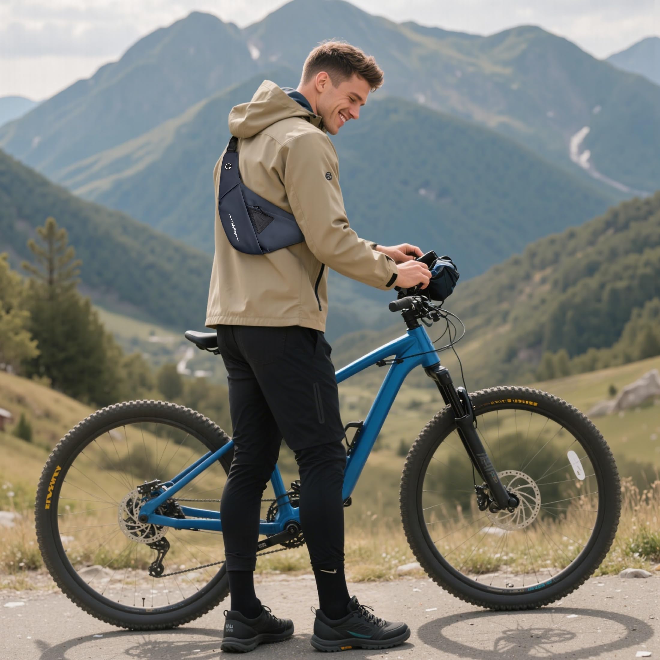 VARLIVOO Bandolera Hombre Antirrobo, Bolso Cruzado Pequeño para Hombre, Bolsa de Pecho Impermeable para Trabajo, Viaje y Uso Diario Azul B