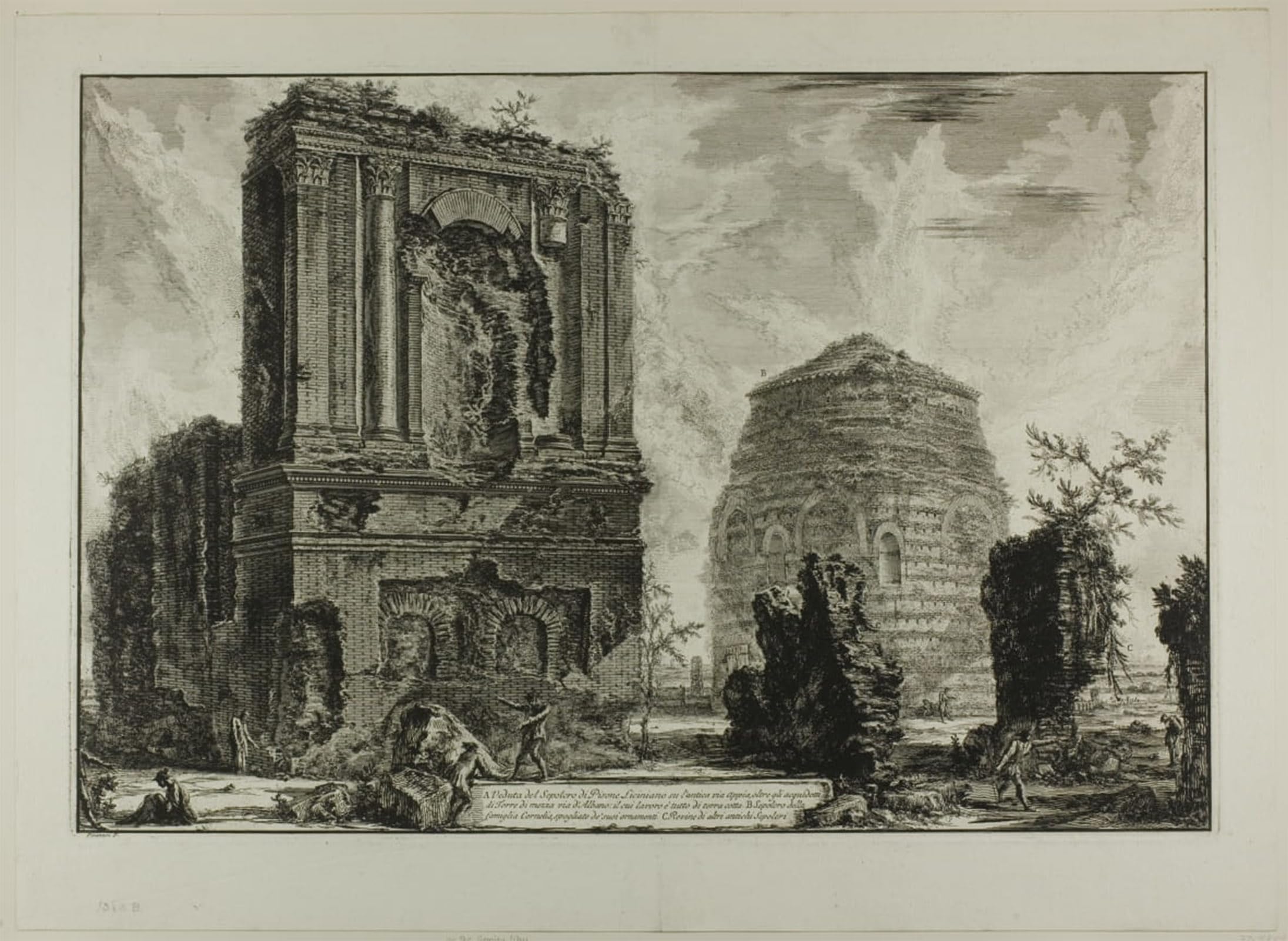 ARTXLXXBN Famous Art Print Poster Vintage Wall Art a View of the Tomb of Licinianus Piso on the Ancient Way by Battista Piranesi Canvas Art Poster for Home Decor 60x90cm