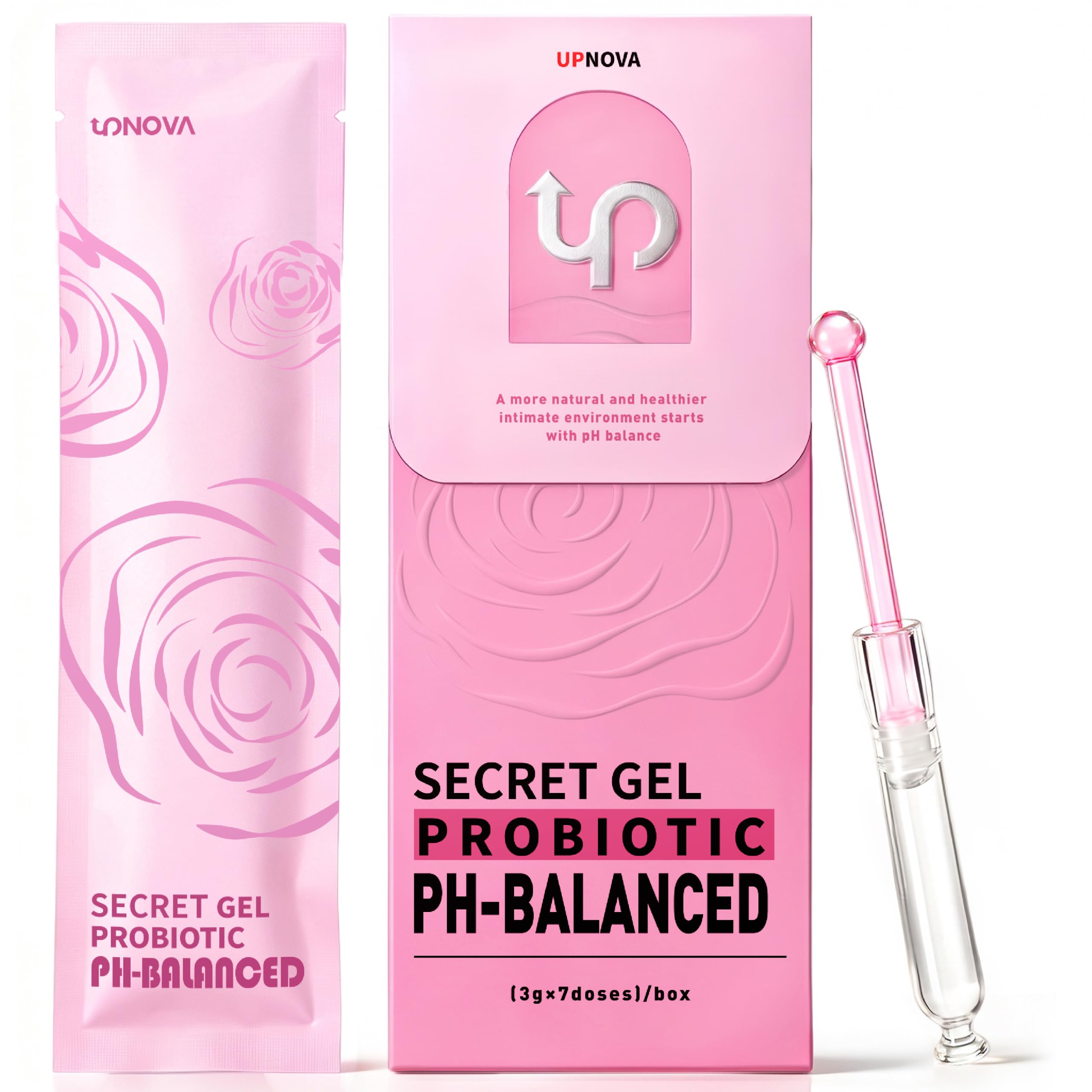 UPNOVA Intimate Care Gel, Vaginal Probiotics Applicator, pH Balance, Yeast Infection and BV Care, Dryness & Odor Relief, 1Box x 7 Pre-Filled