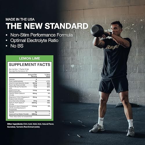Miniatura 5 de RAW Paquetes de mezcla de bebidas de hidratación en polvo de electrolitos, hidrato de abdomen (lima limón, 20 porciones)  Paquetes de hidratación de