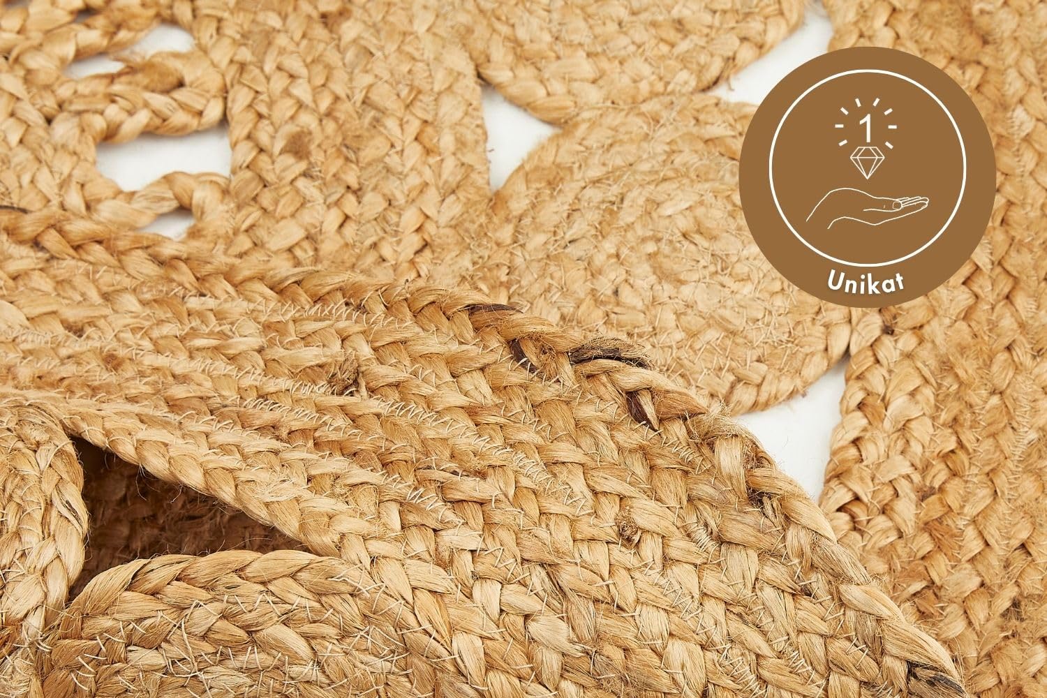 -LUXOR- living Tappeto Balo in 95% iuta e 5% cotone, colore: naturale, dimensioni: Ø 80 cm