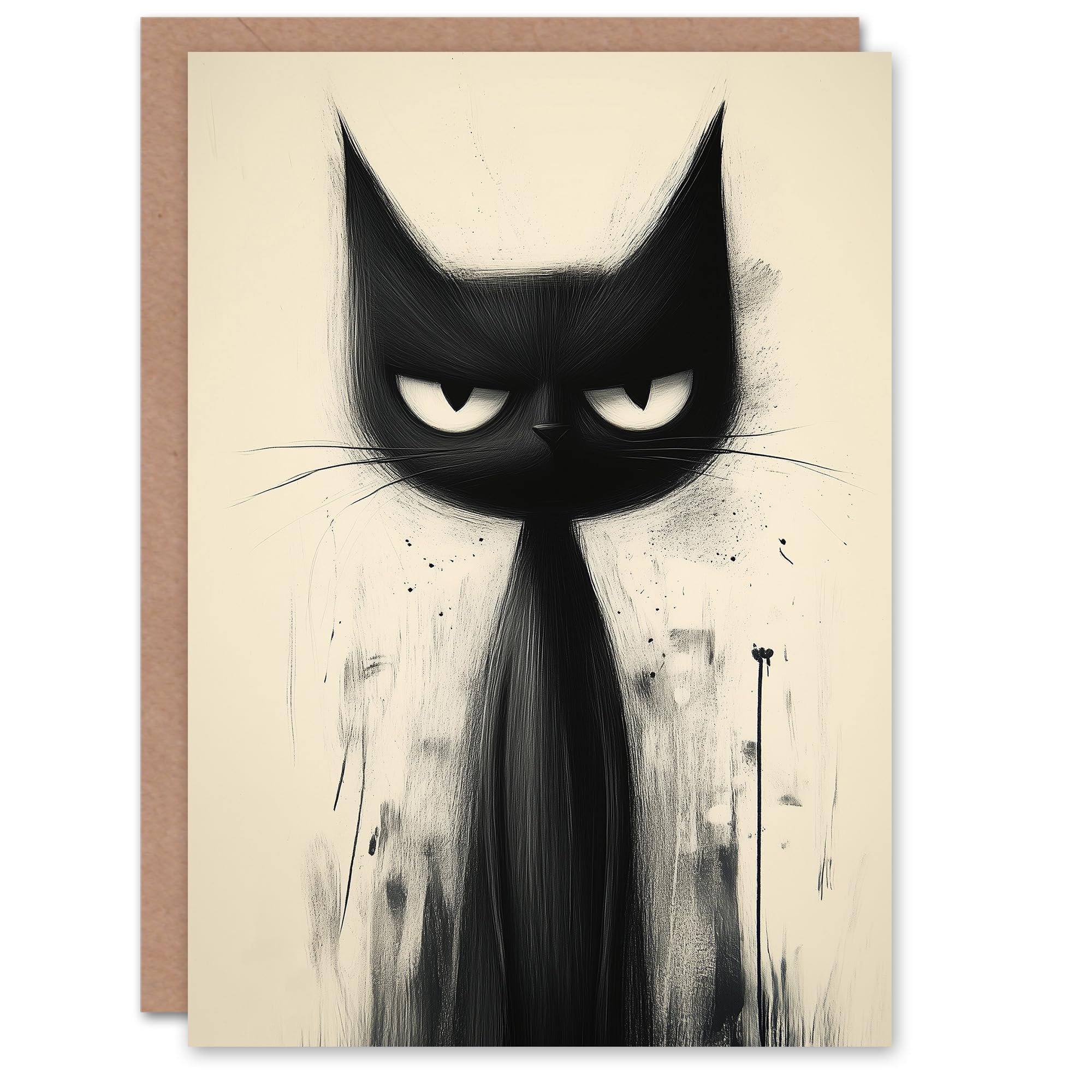 Artery8 Greeting Card Sinister Black Cat Creepy Witches Coven Horror Blank For All Halloween Card