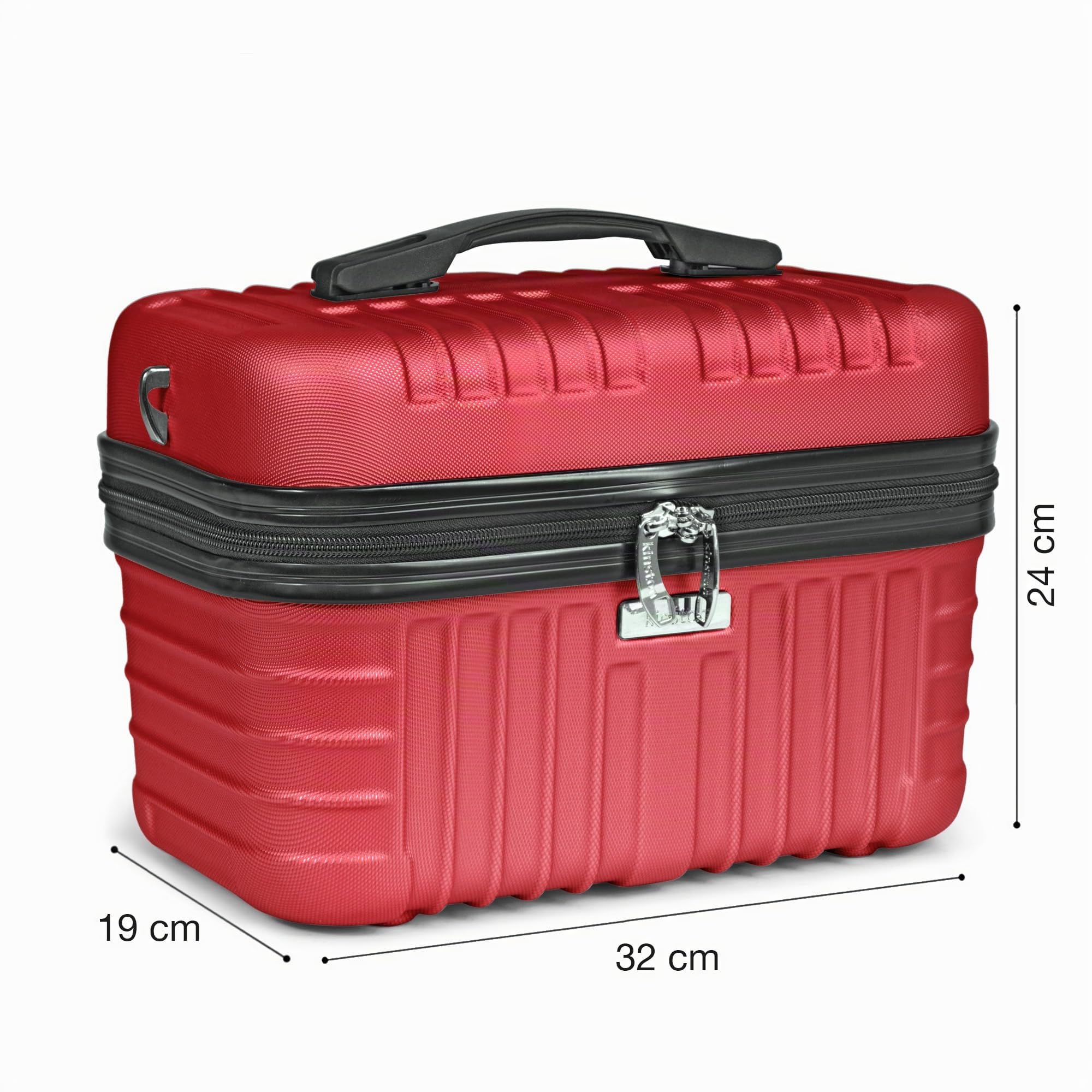 KINSTON Vanity Case rigida a tracolla – Astuccio da viaggio cosmetico – rigido con polso, organizer da viaggio – grande capacità, rosso