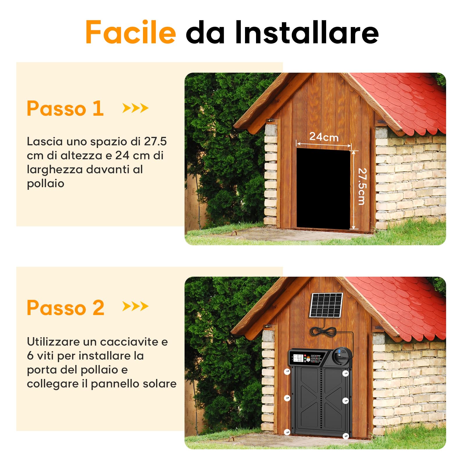 Aluminum Grande Porta Automatica Pollaio Solare, MASTERFUN Porta Pollaio Automatica con Display, Timer, Telecomando, Porta per Pollaio Automatica, Antipizzicamento, Impermeabile