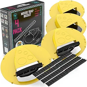 Mouse Trap Bucket- 5 Gallon Bucket Lid Mouse Rat Trap 4 Pack - Automatic Reset Flip and Slide Mouse Trap - Humane Mouse Rat Traps for Indoor Outdoor Use - Reusable Mouse Trap