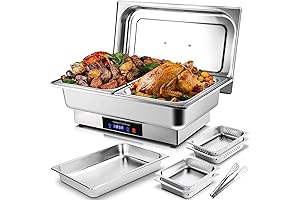 Electric Chafing Dish, 9 QT Full Size with 4x4.5 QT Half Size