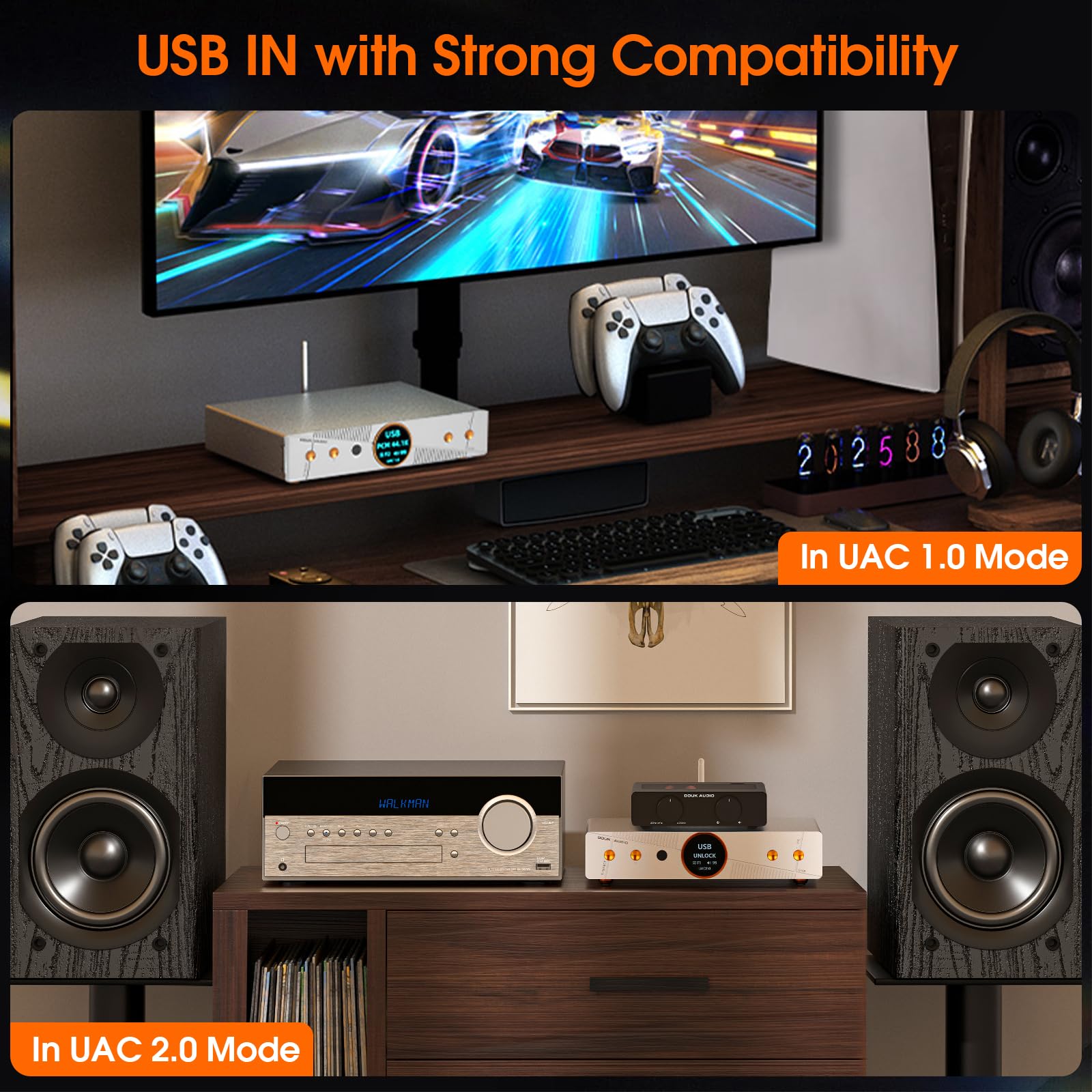Douk Audio Q100 Balanced DAC: Hi-Res-DAC mit AK4499EX und AK4191 (PCM 768 kHz/32 Bit & DSD512) – Bluetooth 5.1 LDAC – XLR-/Cinch-Ausgänge für Audiophile und den Studioeinsatz
