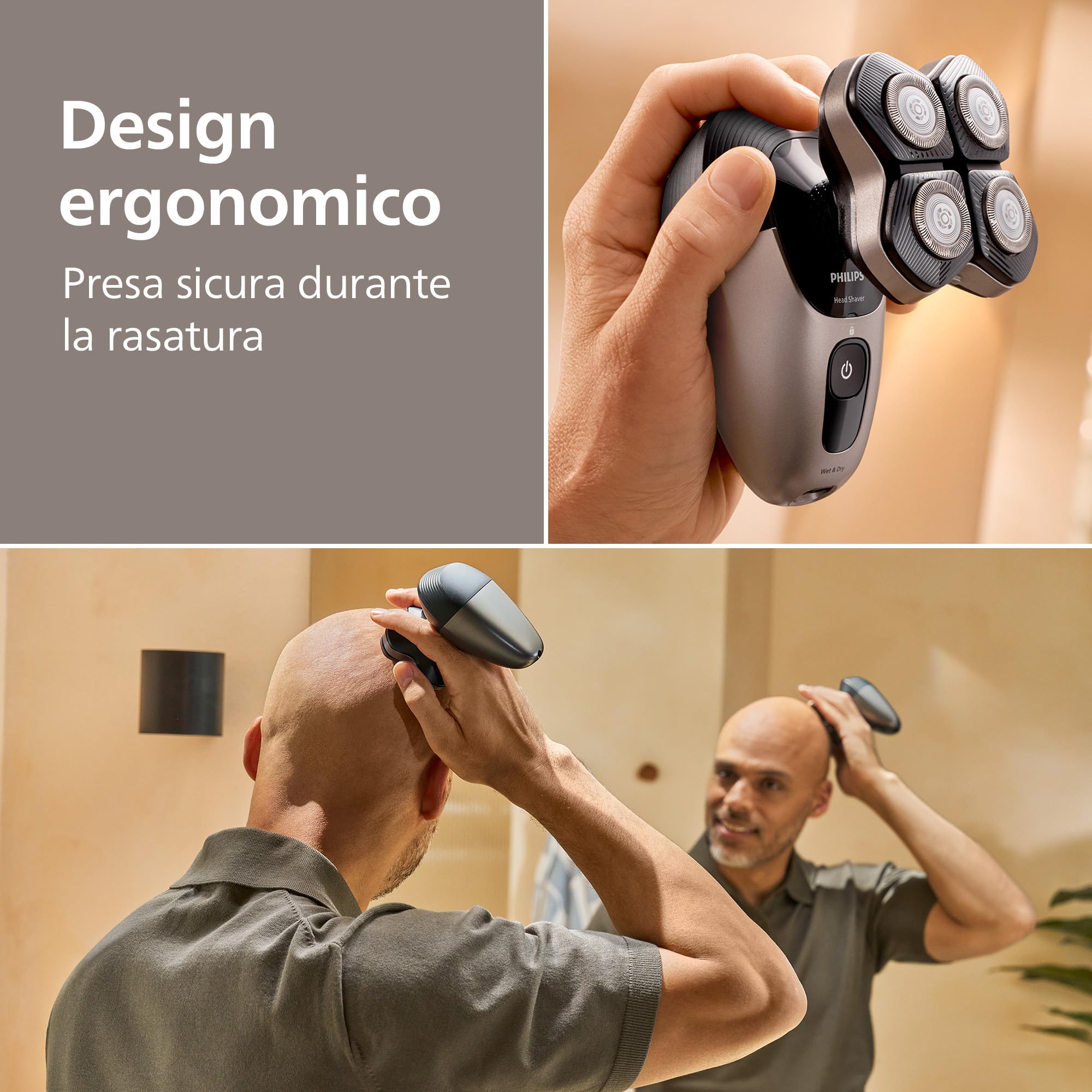 Philips Head Shaver Pro Serie 7000- Rasoio per uomo e donna, testina flessibile a 360° e lame ComfortCut per una rasatura pulita e delicata sulla pelle, modello HS7980/15