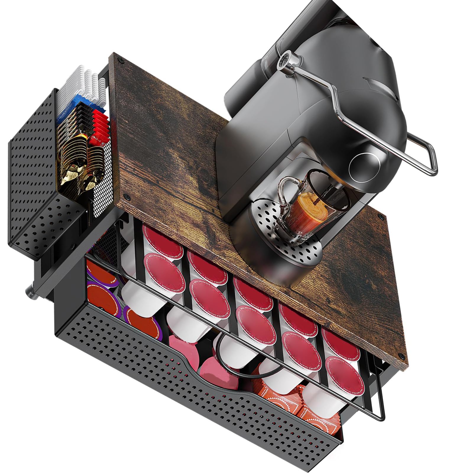 Porte-gobelet à café en métal avec tiroirs Lisses pour Un agencement soigné de 26 ou 48 portions dans la Cuisine ou l ' Espace de Travail