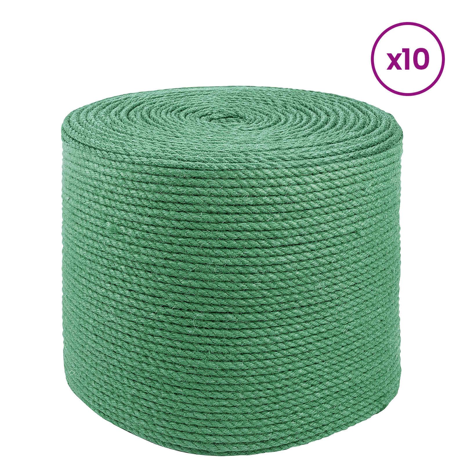 Juteseil Grün 100% Tossa Jute 3-lagig 10er Pack
