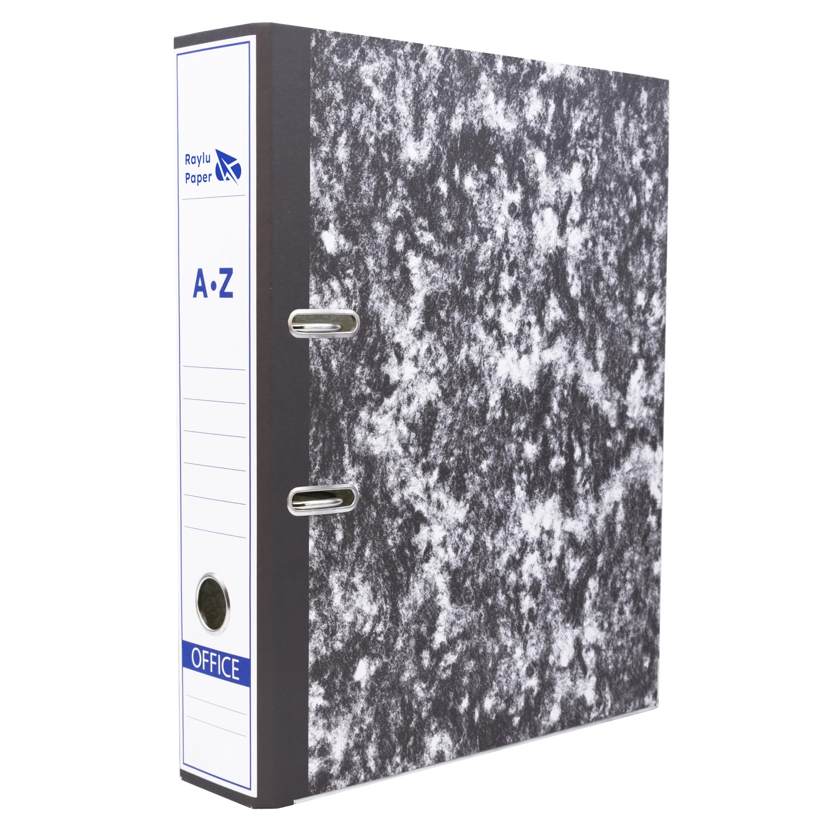 Raylu Paper Marbled Ring Binder, 75 mm Wide Spine File Folder, Fool-Size, 2-Ring Office Binders with Soft Opening Lever and Customizable Spine.
