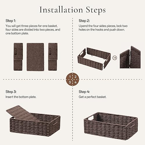 Miniatura 3 de UBBCARE Paquete de 2 cestas de mimbre, 11.5 pulgadas de largo x 7.5 pulgadas de alto x 3.5 pulgadas de ancho, cestas de almacenamiento de cuerda de