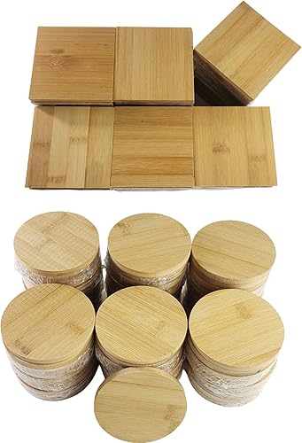 72 posavasos de bambú en blanco liso a granel para grabado personalizado, disco de manualidades, etiquetas colgantes de adornos para árbol de