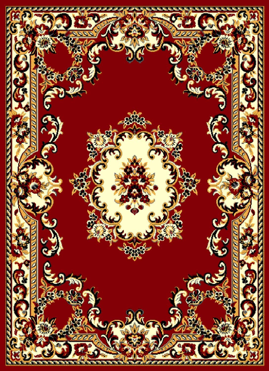 SrS Rugs® Luna Collection, Living Room Rug and Hallway Runner, with Soft Smooth 8mm Pile. Traditional Floral Design. 6 Colours, 6 Sizes (Red, 200cm x 290cm) — image 1