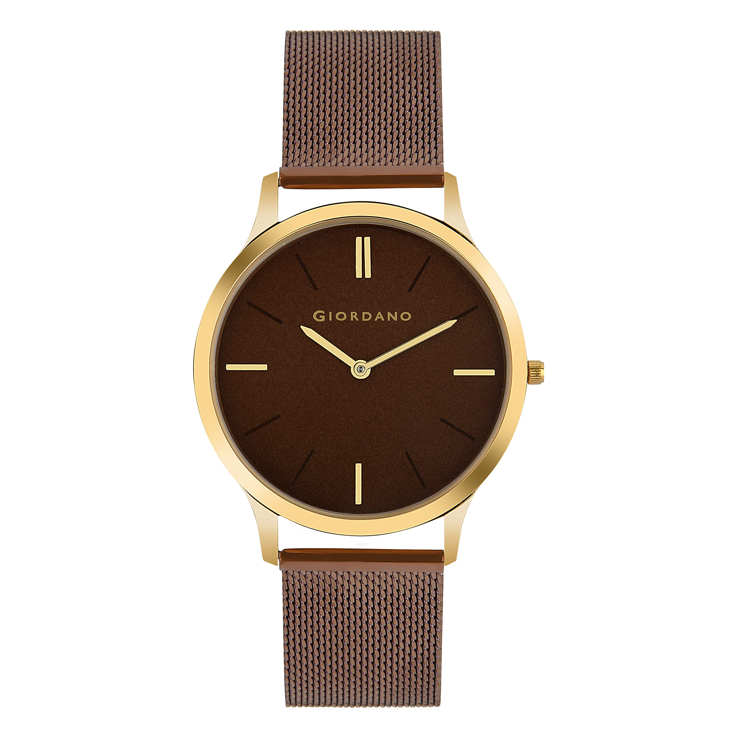 Giordano Wired Collection Analog Slim Watch for Man with Brown Dial and Metal Mesh Strap Wrist Watches for Men, with Classy Wired Mesh Band - GD4060-33 (B09DD3C1SV) Amazon Price History, Amazon Price Tracker