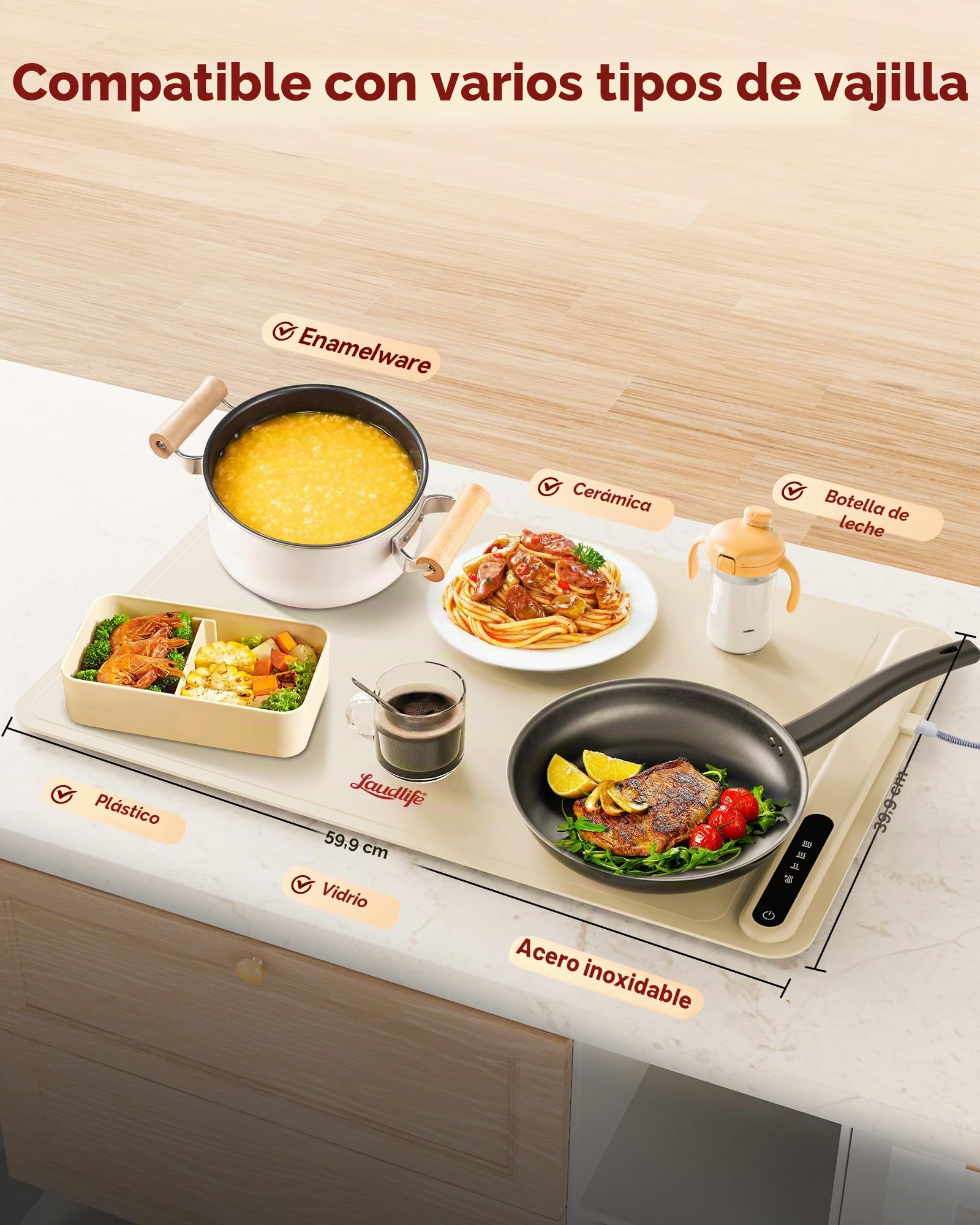 Morpilot Bandeja de Calentamiento Eléctrico, Placa Calentadora Silicona Portátil Plegable, Alfombrilla Calentadora de Silicona con Temperatura Ajustable para Familia, Fiestas, Eventos, Oficina, Bufés