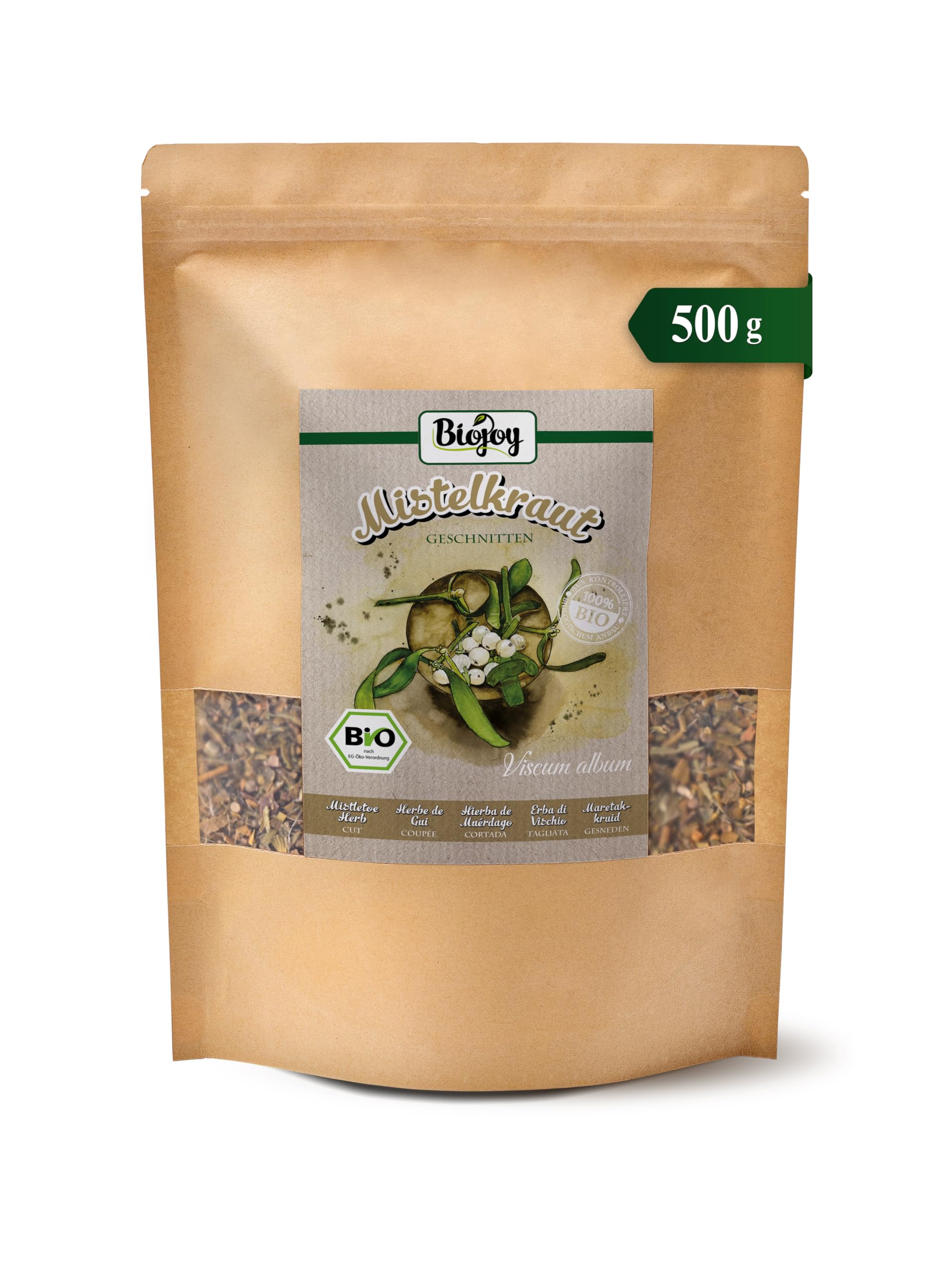 Biojoy BIO-Misteltee (500 g), Mistelkraut getrocknet und geschnitten (Viscum album)