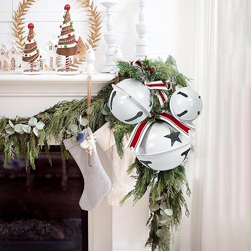 Miniatura 3 de Cascabeles grandes de 9, 6 y 4 pulgadas 2023, juego de 3 campanas gigantes para colgar en manto, guirnaldas, corona como decoración navideña para el