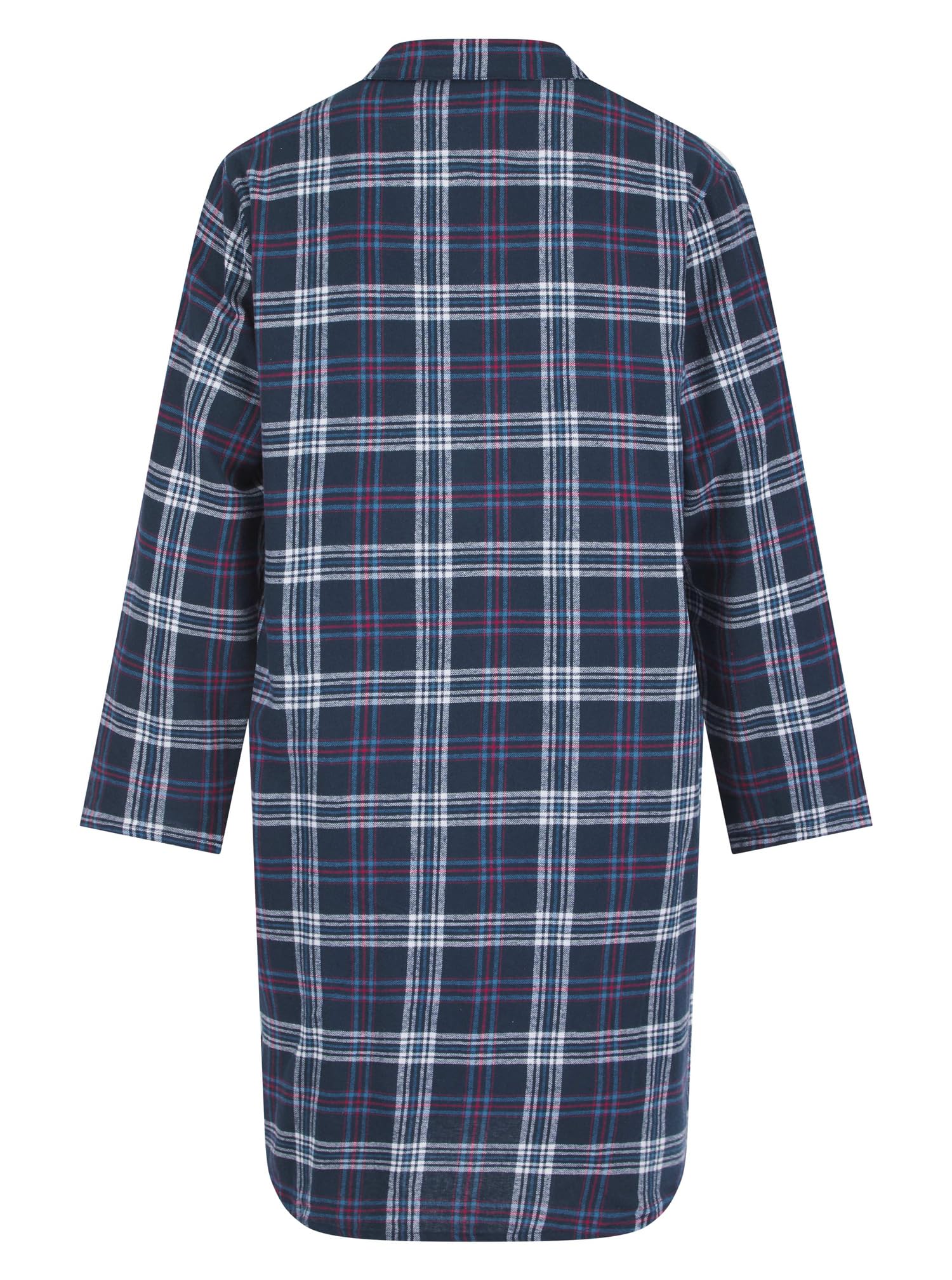 Walker Reid Chemise de nuit boutonnée à manches longues en coton pour homme Bleu marine