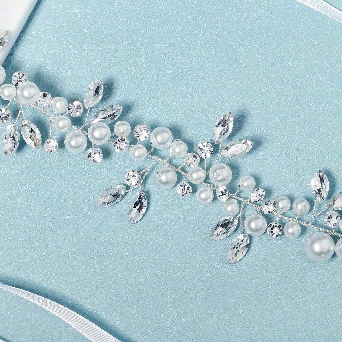 Wolepaz Head Worn Wedding Hair Accessories, Bridal Crystal Pearl Headband Hair Accessories, Suitable for Brides Bridesmaids - Image 3
