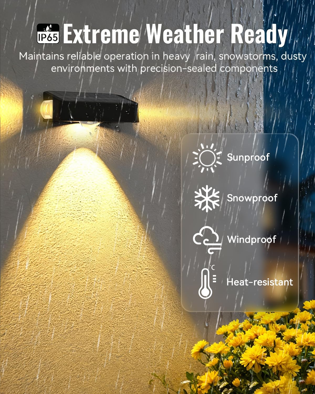 Solar-Zaunleuchten für den Außenbereich, Deckleuchten mit 12 RGB-Farbwechsel, warm und kaltweiß, IP65 wasserdicht, Dämmerung bis Morgendämmerung, Solar-Außenbeleuchtung für Wand, Terrasse, Stufe