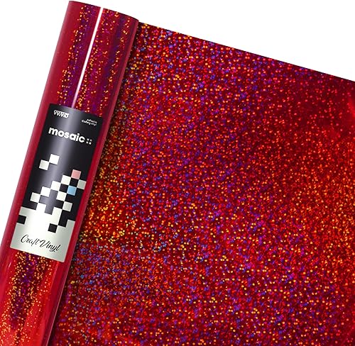 VViViD Mosaic+ Vinilo para manualidades, por VViViD (purpurina holográfica roja, 1 pie x 5 pies)