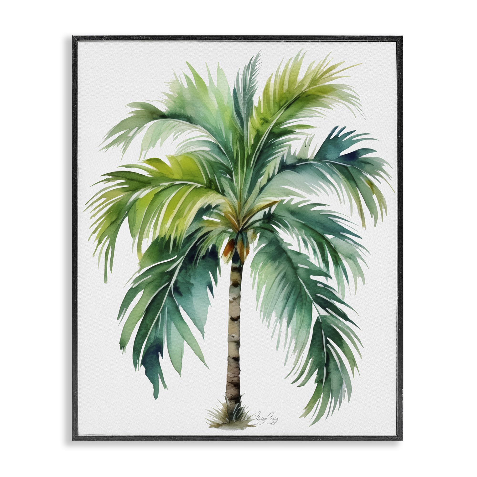 Stupell Industries Lagoon Majesty Palm Tree 'Lagoon Majesty Palm', Framed Giclee Art, Black, 11 X 14 Inches, Easy To Hang And Sturdy, Made In Usa, By Shelly Craig