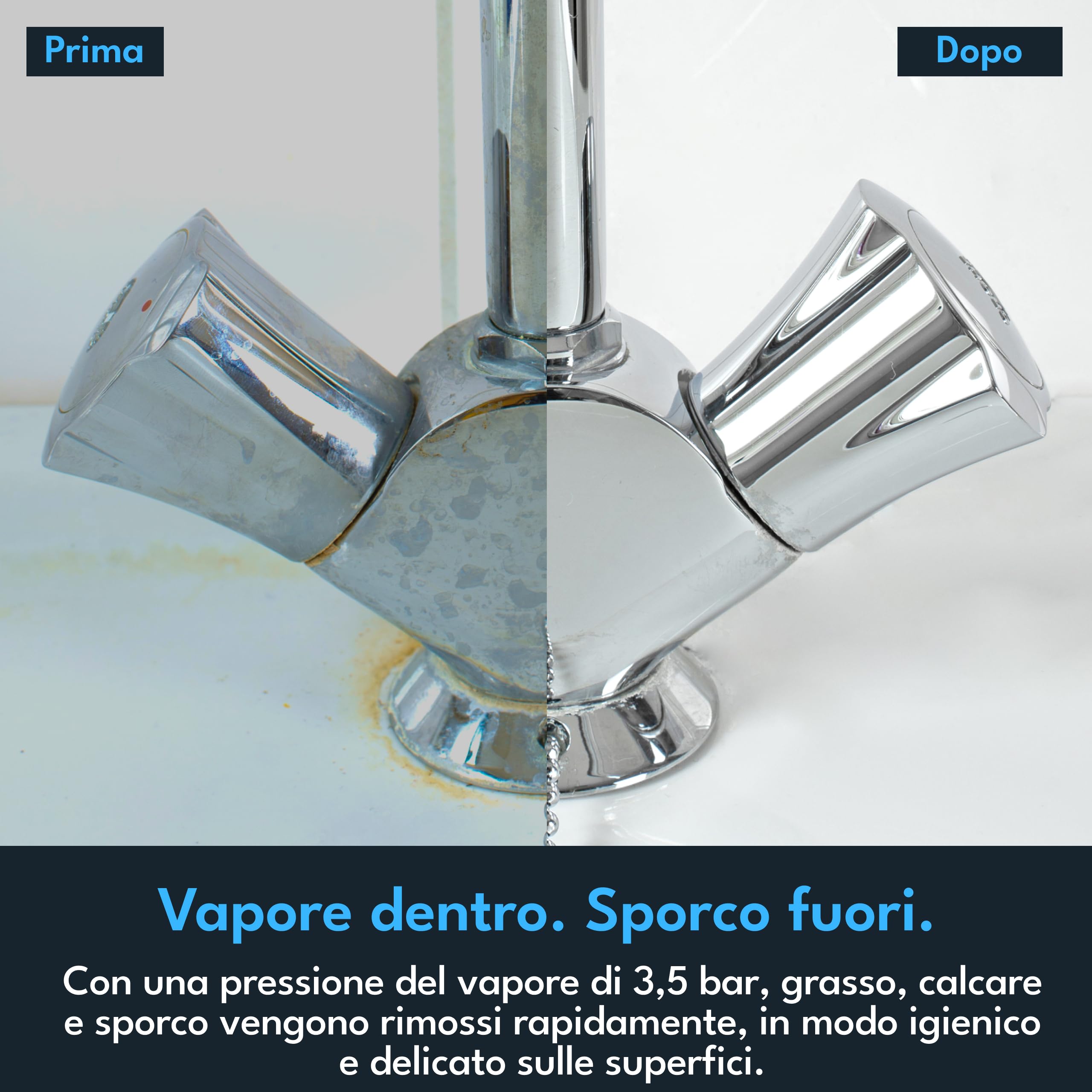 LEBENLANG Pulitore A Vapore Professionale - 130°C, 3,5 bar & 1000W I 12x Accessori I Steam Cleaner Pistola A Vapore per Pulire Casa Pulizia Pulitrice Macchina A Vapore Per Pulizie 100 Gradi Lavavetri