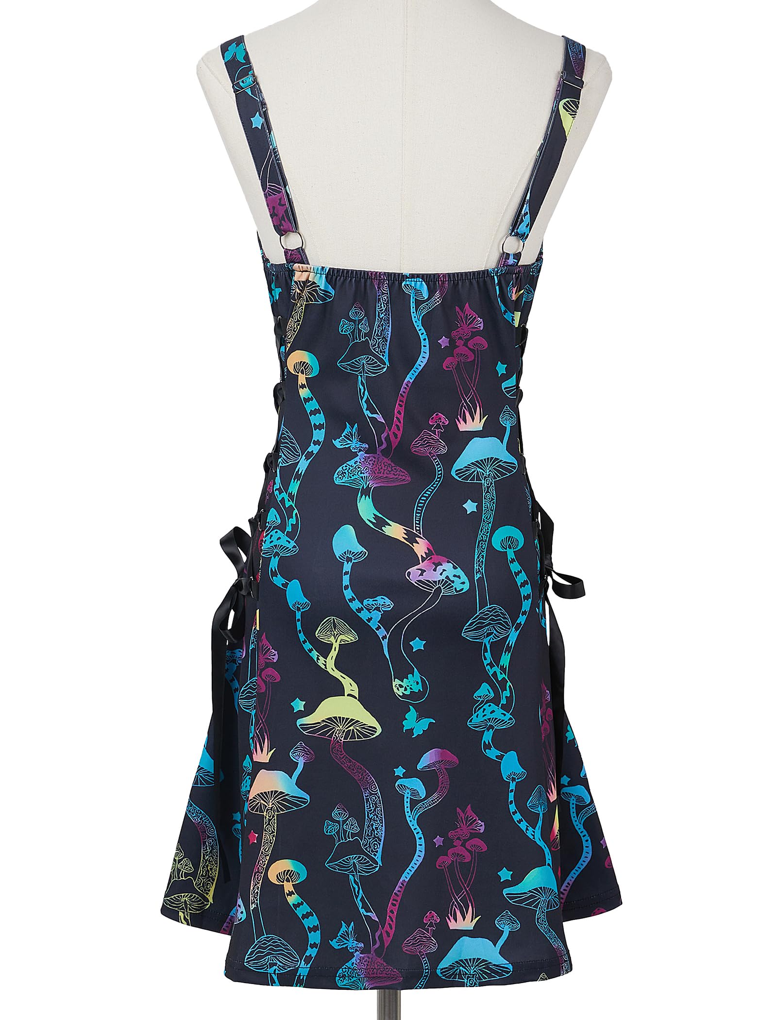 FEAPHY Abito da donna in stile gotico Galaxy Sun Star, senza maniche, con zip frontale, con lacci, linea ad A