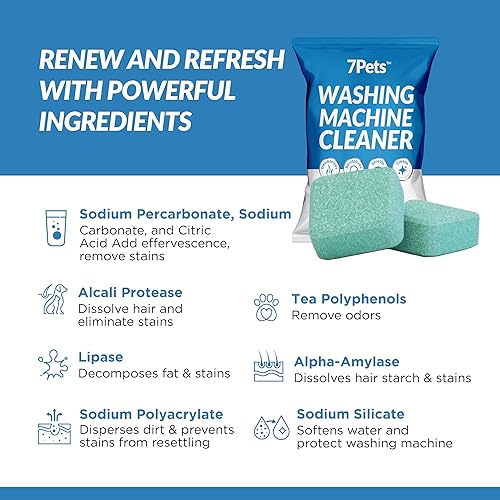 Miniatura 6 de Tabletas limpiadoras para lavadora  24 unidades de suministro de 1 año  Formuladas para dueños de mascotas  Descalcificador profundo apto para