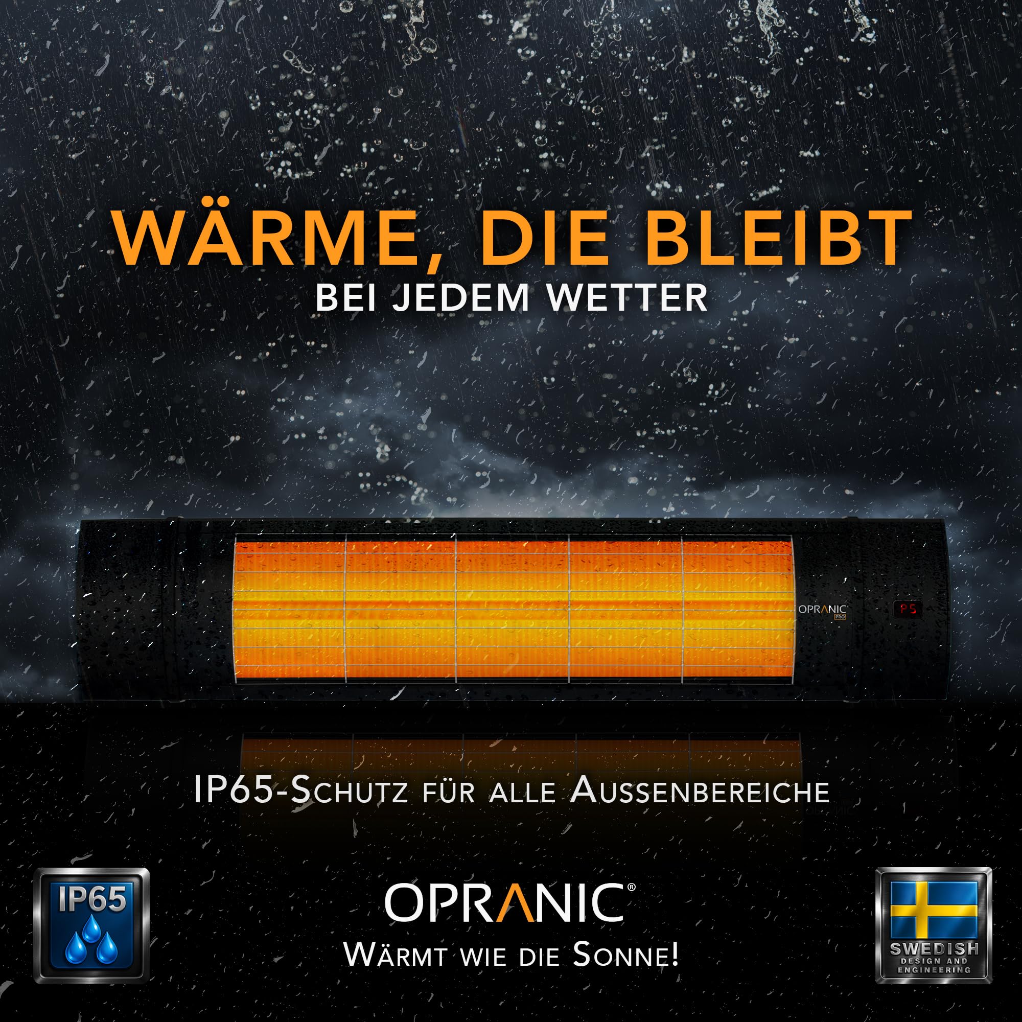 PRO V70R Infrarot Heizstrahler Outdoor – Deckenheizstrahler– Heizstrahler Terrasse Elektrisch – Terrassenheizer – IP65 wasserdicht – Fernbedienung – Timer (Tiefschwarz)