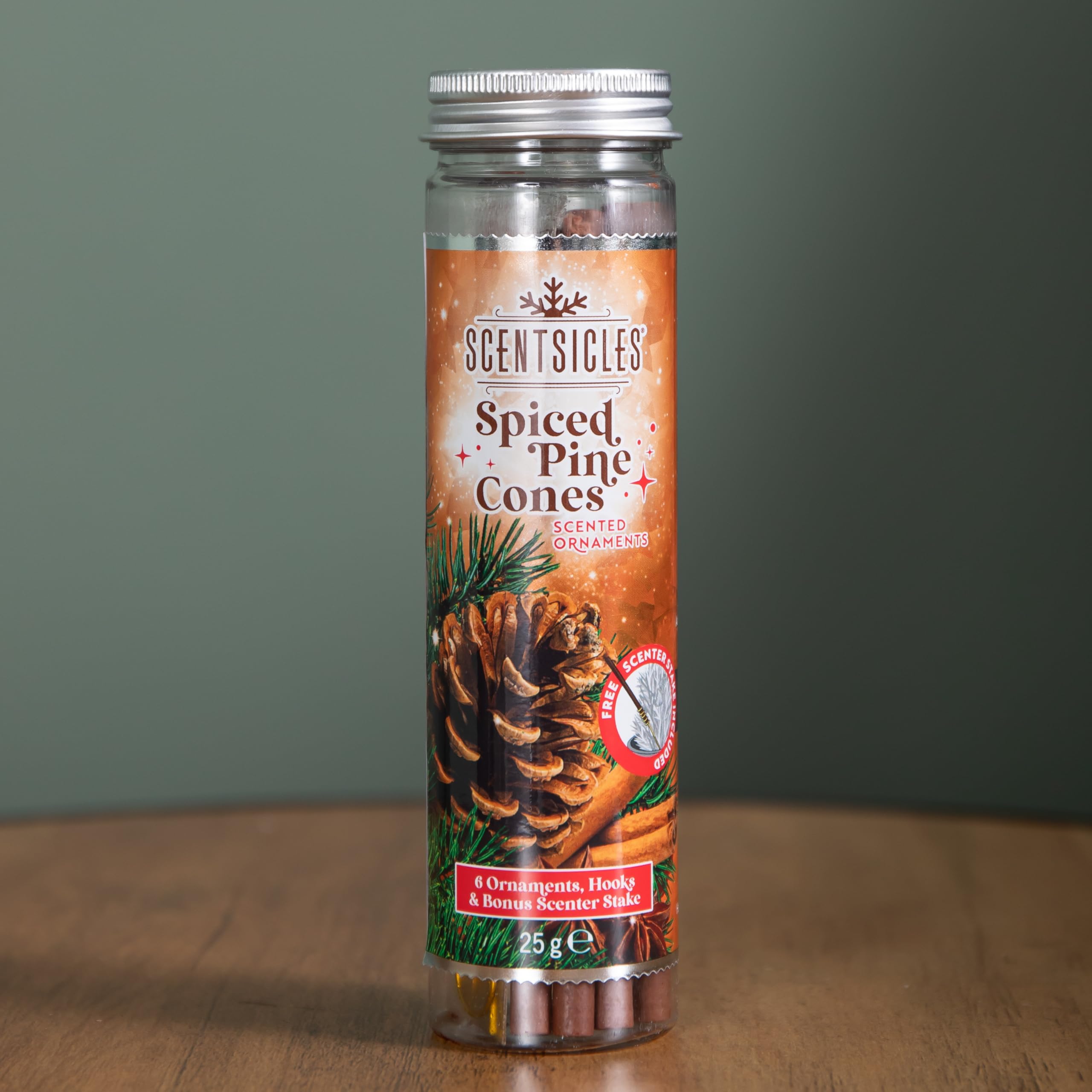 Samuel ALEXANDER 25g Spiced Pine Cones Scented Christmas Scentsicles with 6 Hanging Hooks