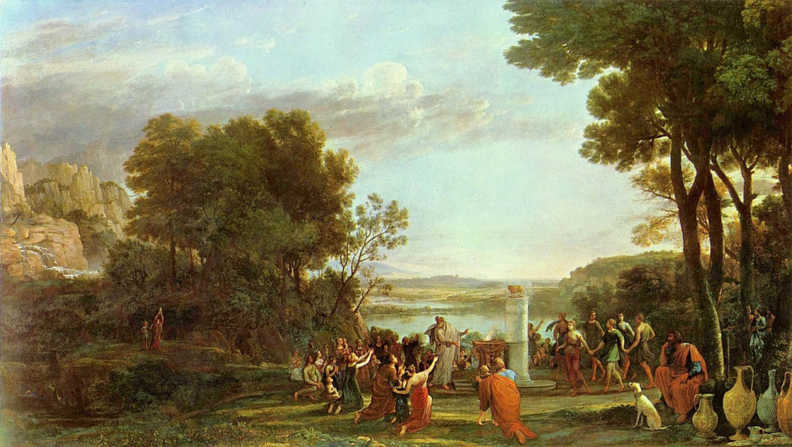 SERENDIPITP Abstract Painting Mural Print Picture Wall Decor Painting Landscape with the Worship of the Golden Calf by Claude Lorrain Vintage Wall Artwork for Home Decor 60x90cm