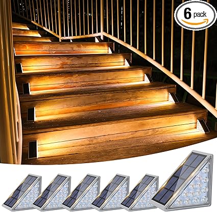 VOLISUN Solar Stair Lights 6 Pack, Solar Step Lights Outdoor Waterproof IP67, LED Outdoor Step Light,Outdoor Light Decor for Garden Stair, Deck, Front Step, Front Porch, and Patio(3000K)