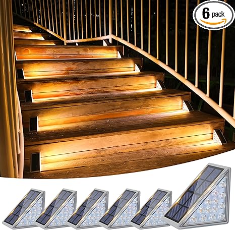VOLISUN Solar Stair Lights 6 Pack, Solar Step Lights Outdoor Waterproof IP67, LED Outdoor Step Light,Outdoor Light Decor for Garden Stair, Deck, Front Step, Front Porch, and Patio(3000K)