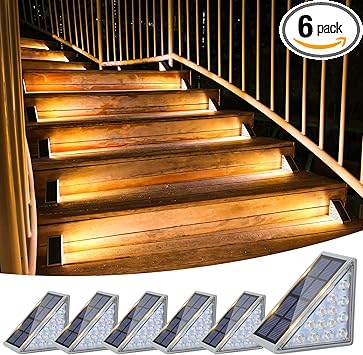 VOLISUN Solar Stair Lights 6 Pack, Solar Step Lights Outdoor Waterproof IP67, LED Outdoor Step Light,Outdoor Light Decor for Garden Stair, Deck, Front Step, Front Porch, and Patio(3000K)