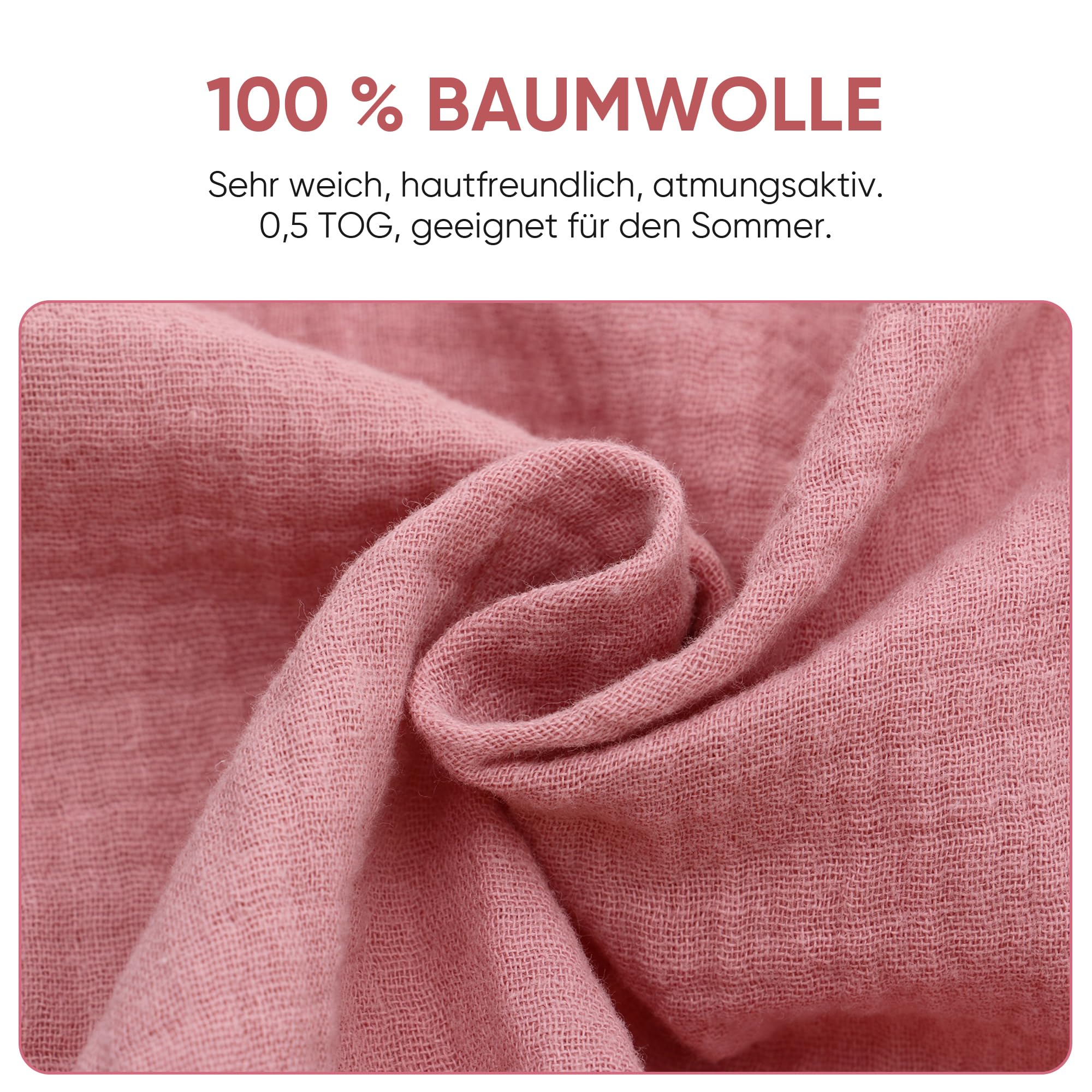 2-pack śpiworek letni dla niemowląt z nogawkami 0,5 Tog 100% bawełna muślin Atmungsaktiv dla chłopców i dziewczynek, ważka, 3-12 M