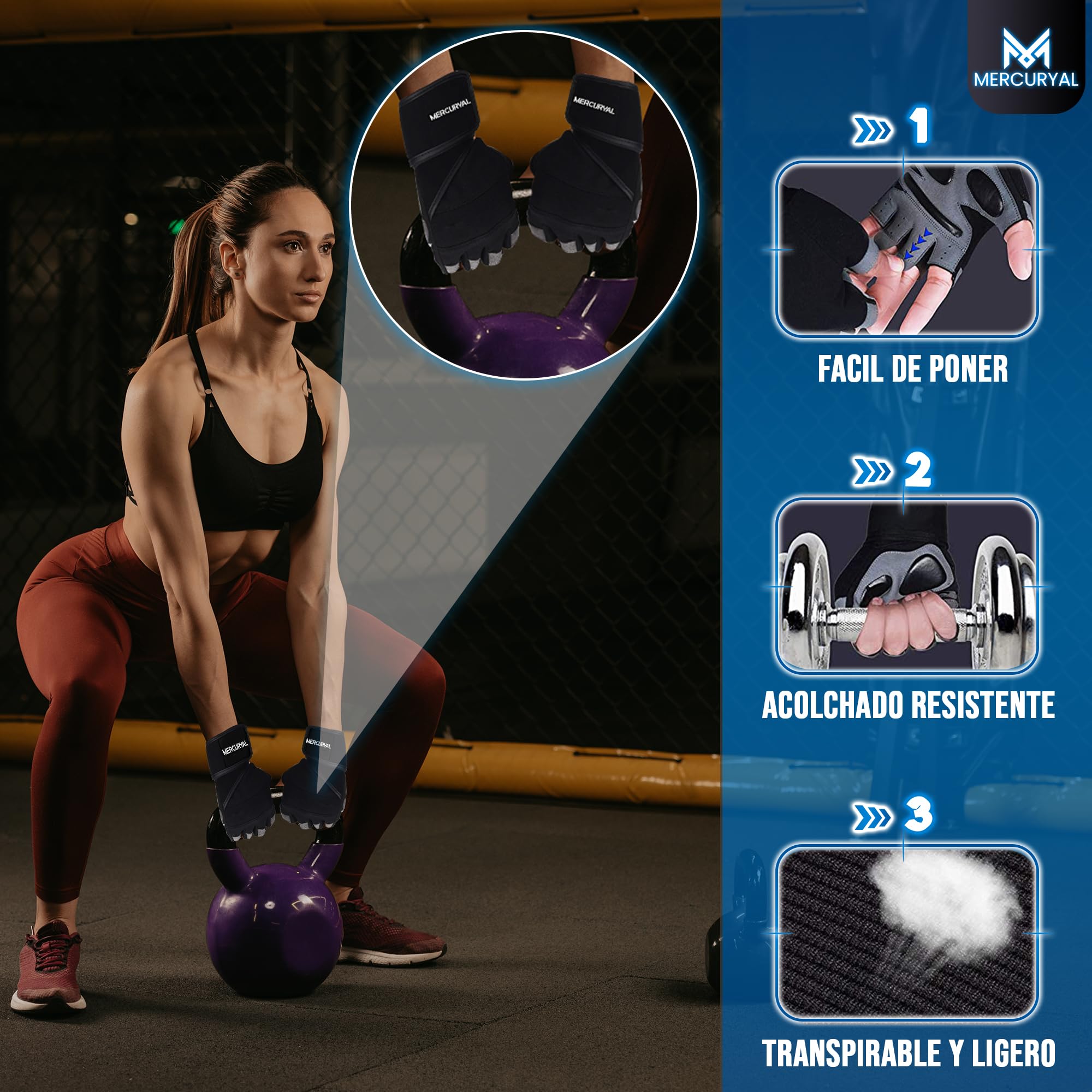 MERCURYAL Confezione da 2 guanti da palestra da uomo - guanti da palestra per allenamento fitness e allenamento fitness