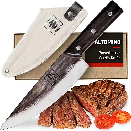 Miniatura 8 de COOLINA Lixy Cuchillo Cleaver de Chef, 8.7 pulgadas forjado a mano, acero revestido de alto manganeso, cuchillo de carnicero de espiga completa,