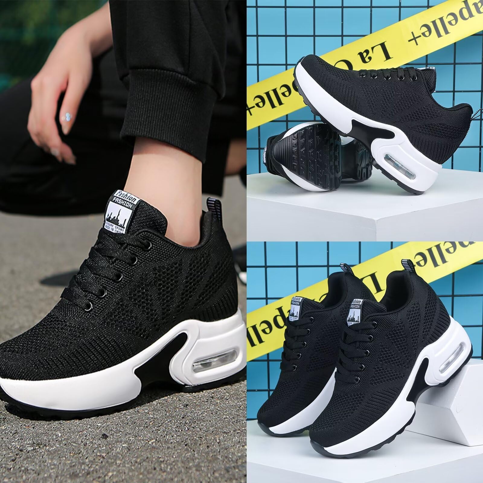 Zapatillas con Tacón de Cuña para Mujer Zapatillas Deportivas Transpirables Zapatos Ligeros Invisibles para Aumentar Estatura